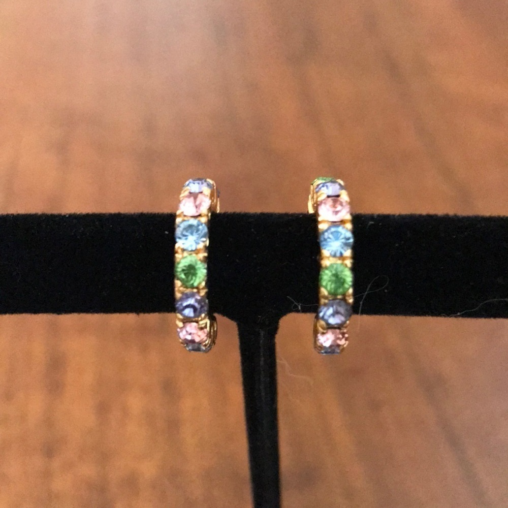 Joan Rivers Multi Gemstones Colored Huggie  Earrings
